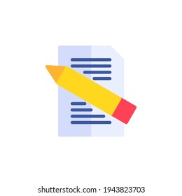 Note and pencil icon in flat icon style. Vector flat illustration
