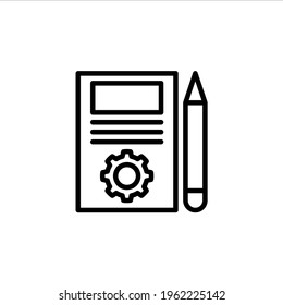 Note and pencil icon in line style. Vector icon illustration