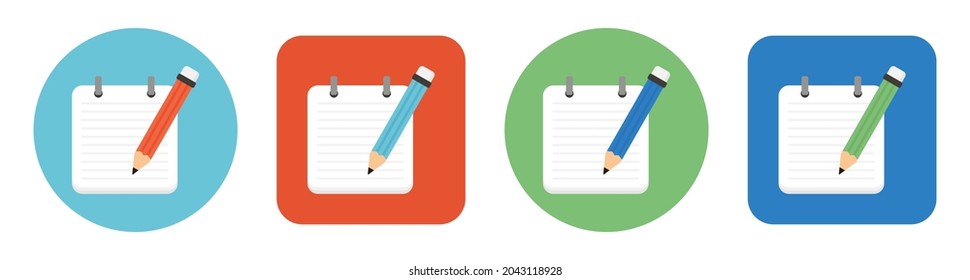 Note with pencil icons set. Edit symbol vector illustration