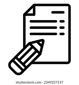 Note and pencil line icon. Pencil and document vector illustration isolated on white. List outline style designed for and app.