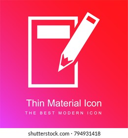 Note and pencil red and pink gradient material white icon minimal design