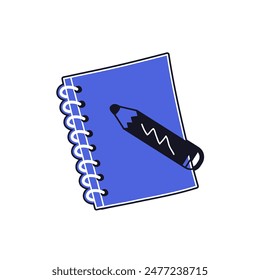 Note and pencil vector illustration. Cartoon icon