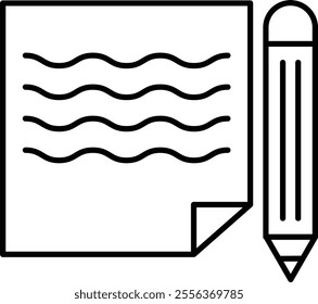 Note with Pencil Vector Line Icon Design