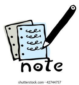 note pictogram with pencil and paper color