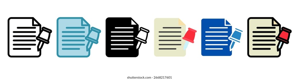 Note Pin Multi Style Mini Illustration Icon. Use For Modern Concept, Print, Ui, Ux Kit, Web And App Development. Vector Related To Office, Education, Examination And More