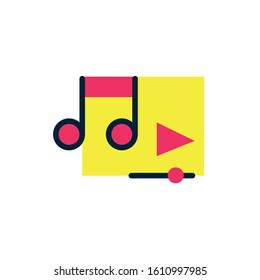 Note and play icon design, Music sound melody song musical art and composition theme Vector illustration