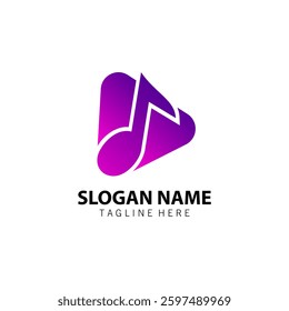 note play Logo design vector