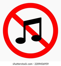 Note Prohibition Icon. No Sound. Silence Icon. No Volume. Keep Quiet. Vector Icon.