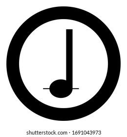Note to quarter icon in circle round black color vector illustration flat style image