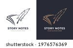 note and quill logo design
