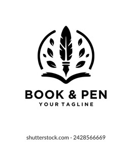 Note and quill logo design vector