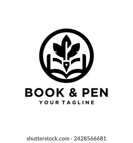 Note and quill logo design vector