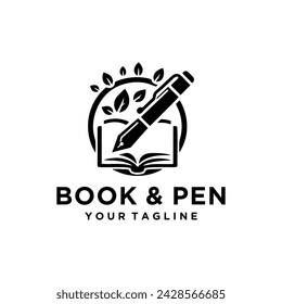Note and quill logo design vector