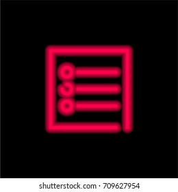 Note red glowing neon ui ux icon. Glowing sign logo vector