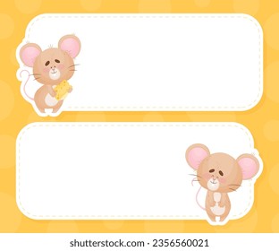 Note and Reminder Card with Cute Little Mouse Vector Template