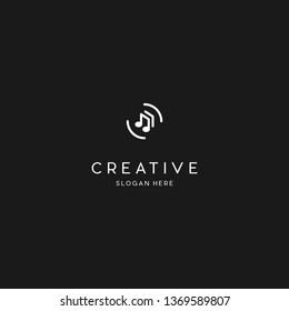 Note Ringtone Musical Creative Line Logo Design