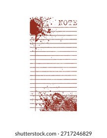 Nota Papel de gobierno Decoración de sangre Horror Fantasía Tarjeta de regalo Portada de libro gráfico Pulpa Fondo negro Carta Correo Tiza Caos vintage Dibujo Escritura