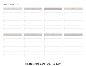 Note, scheduler, diary, calendar planner document template illustration. Daily to do list form.