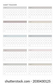 Note, scheduler, diary, calendar planner document template illustration. Habit tracker.