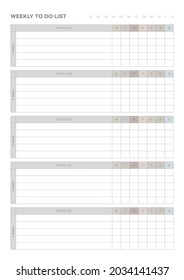 Ilustración de la plantilla de documento de planificador de calendarios, agenda, agenda, agenda, plan de calendario. formulario de plan semanal.