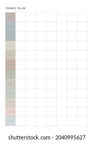  Note, scheduler, diary, calendar planner document template illustration. yearly plan form.