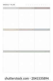 Note, scheduler, diary, calendar planner document template illustration. Weekly plan form.
