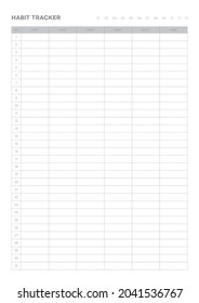 Note, scheduler, diary, calendar planner document template illustration. Habit tracker.