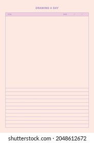 Note, scheduler, diary, calendar planner document template illustration. Drawing daily plan form.