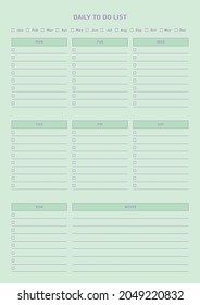 Note, scheduler, diary, calendar planner document template illustration. Daily to do list form.