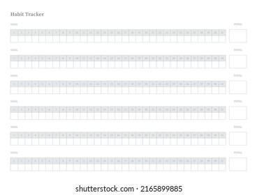 Note, scheduler, diary, calendar planner document template illustration. Habit tracker.