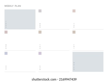 Note, scheduler, diary, calendar planner document template illustration. Weekly plan.
