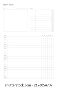Hinweis, Scheduler, Tagebuch, Kalenderplaner Dokumentvorlage Illustration. Studienplan-Formular.