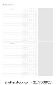 Note, scheduler, diary, calendar planner document template illustration. daily routine.