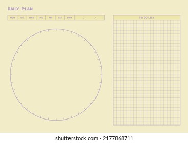 Note, Scheduler, Diary, Calendar Planner Document Template Illustration. Daily Schedule Form.