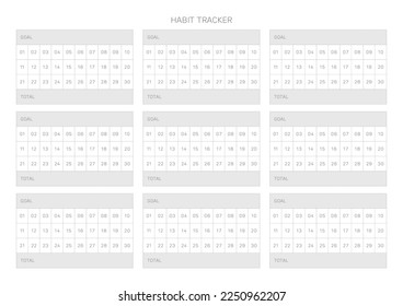 Note, scheduler, diary, calendar planner document template illustration. Habit tracker.