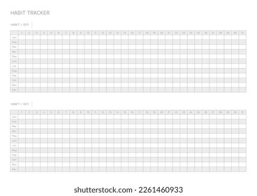 Note, scheduler, diary, calendar planner document template illustration. Habit tracker.
