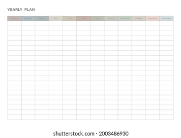 Note, scheduler, diary planner document template illustration. yearly plan form.