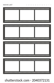 Note, scheduler, diary, planner document template illustration. My movie review list.