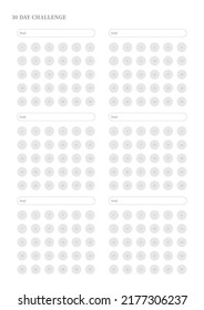 Note, scheduler, diary, planner document template illustration. 30 Day Challenge.
