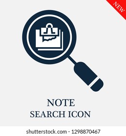 Note search icon. Editable Note search icon for web or mobile.