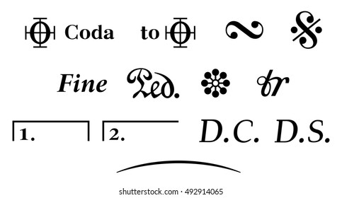 Note set / coda,segno,pedal..etc / Simple and basic musical symbol.