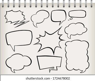 Note with set of speech bubble illustration