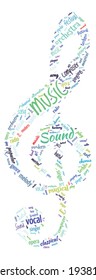 Note Shaped Word Cloud Music Concept