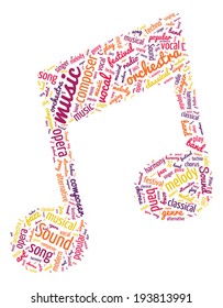 Note Shaped Word Cloud Music Concept