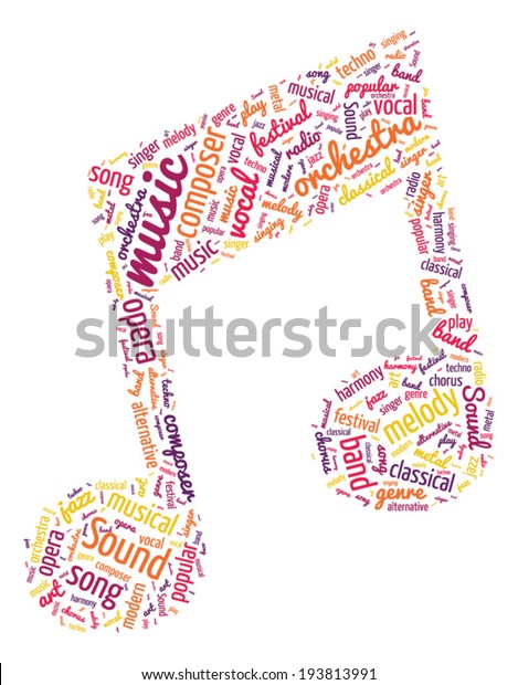 Note Shaped Word Cloud Music Concept Stock Vector (Royalty Free) 193813991