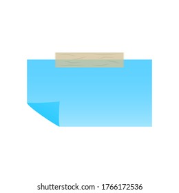 Nota hoja de papel azul con cinta. Diseño de ilustración vectorial. Pasos 10
