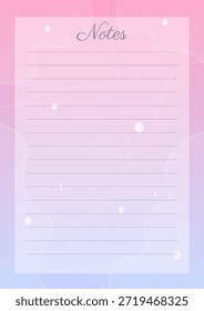 Note Sheet Pink Purple Pastel Soft Color Document Printable