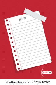 Note sheet stapler in red background sample