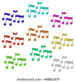 Note sing icons set. Musical symbol. Vector illustration