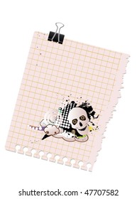 note with skull design